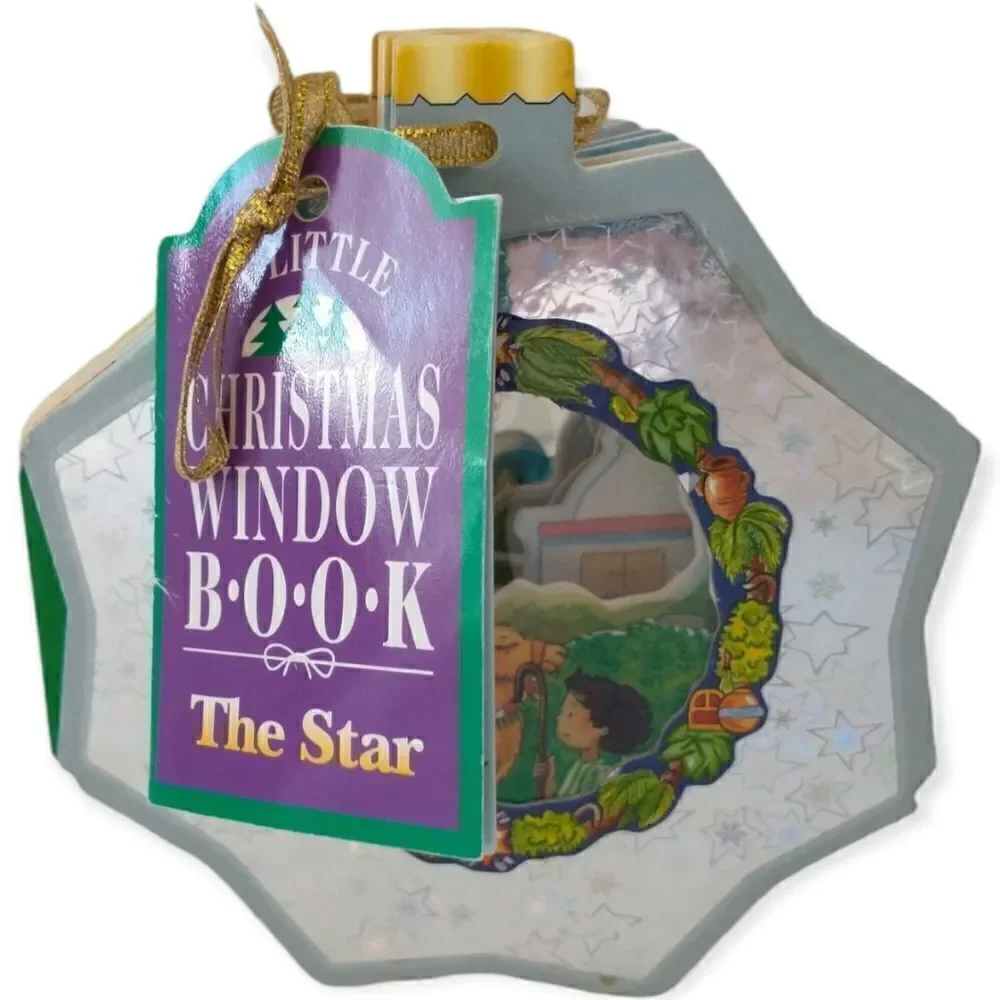 Vtg A Little Christmas Window Book Ornament The Star Nativity 1996 Metallic Kids